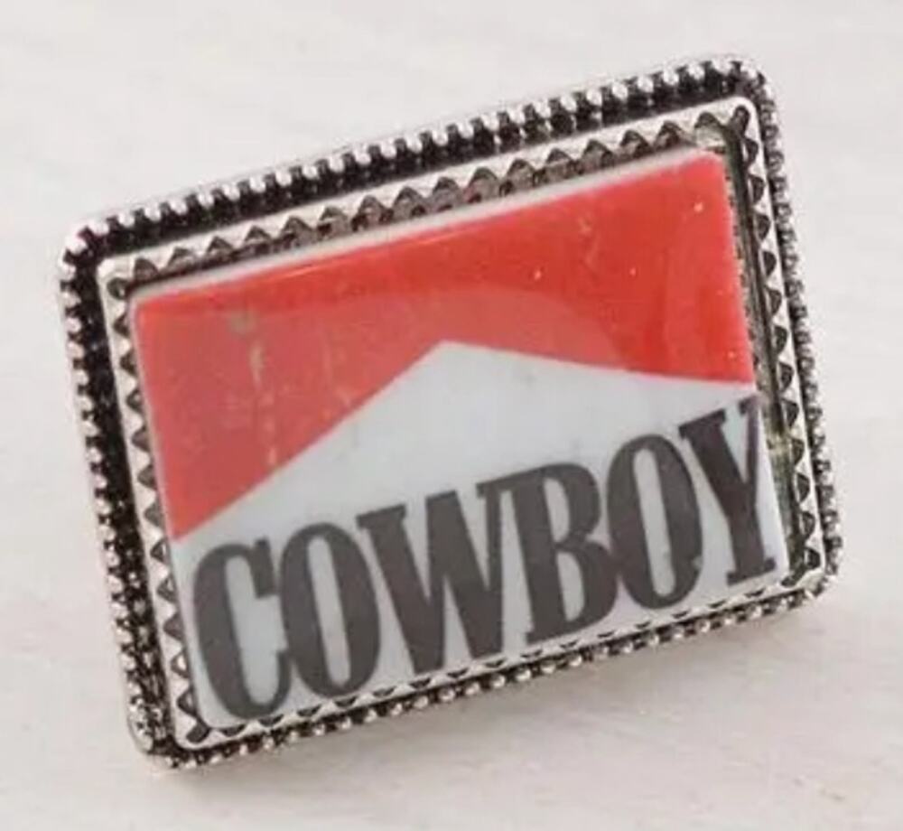 Red, White & Black Rectangle Western Cuff Ring | Adjustable